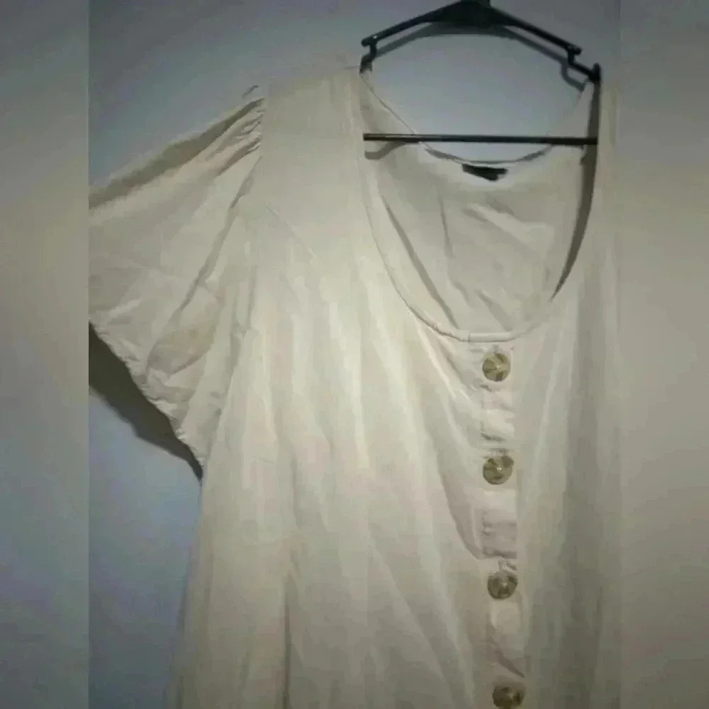Torrid Womens Fit And Flare Rayon Slub Button Front Top Plus Size 3X Birch - Picture 6 of 7